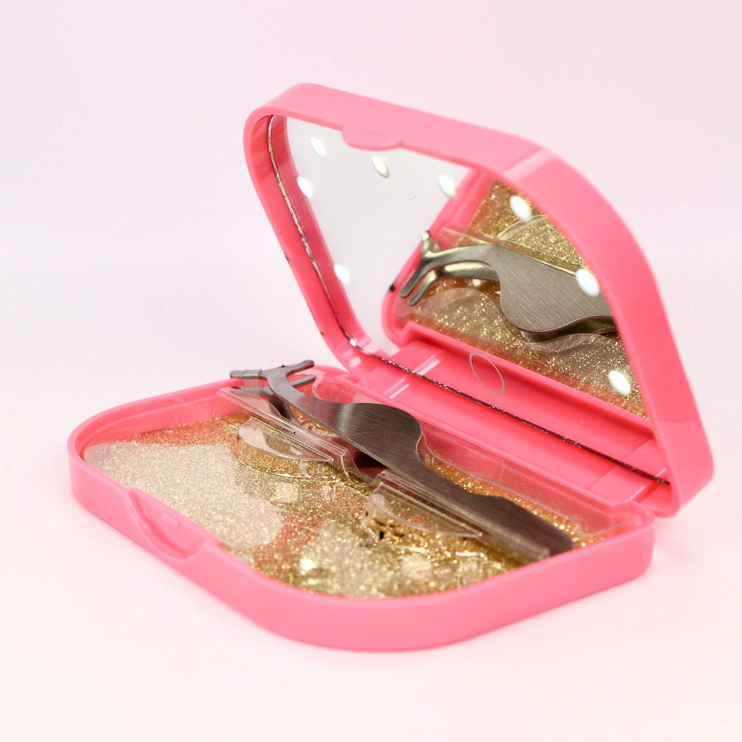 MEZI Cosmetics LED Travel Mirrors with Lash Storage and Tweezers - Perfect for On-the-Go Beauty 120-140 Hour Battery Life